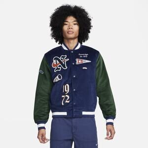 $225 Nike Varsity Therma Fit Corduroy Bomber Jacket Men Size M Medium FQ6159-410